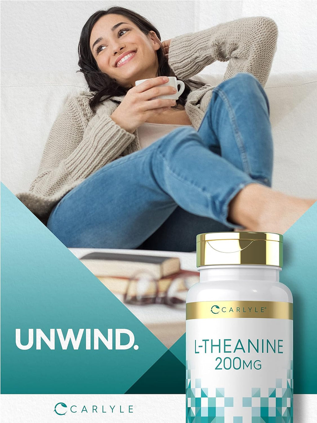 Carlyle L-Theanine 200mg | 120 Cápsulas | Sin OGM, Sin Gluten