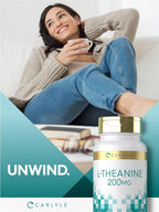 Carlyle L-Theanine 200mg | 120 Cápsulas | Sin OGM, Sin Gluten