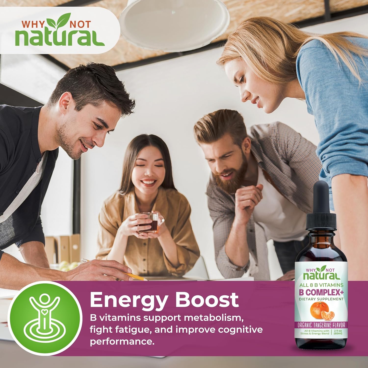 Why Not Natural Complejo B Líquido - Gotas Sublinguales Veganas con Vitaminas B y Colina