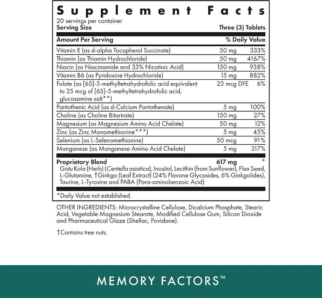 Memory Factors - 90 Comprimidos Vegetarianos