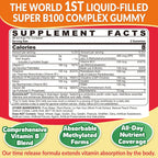 Super Vitamin B Complex Gummies - Complejo B Metilado con Vitamina C, Colina, Inositol y PABA - 60 Gominolas Veganas