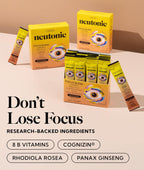 Neutonic Mezcla Nootrópica en Polvo Sabor Peach Mango | 16 Sticks | Sin Cafeína, Sin Azúcar | Apoyo a la Memoria, Concentración y Función Cognitiva