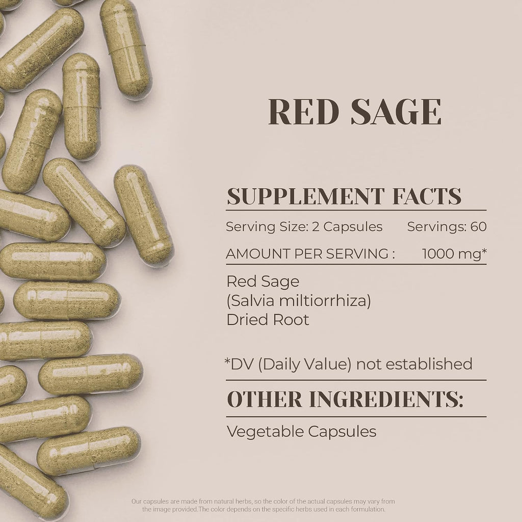 Garden Organics Red Sage 120 Cápsulas | Suplemento Herbal de Alta Potencia con Salvia Miltiorrhiza (Dan Shen)