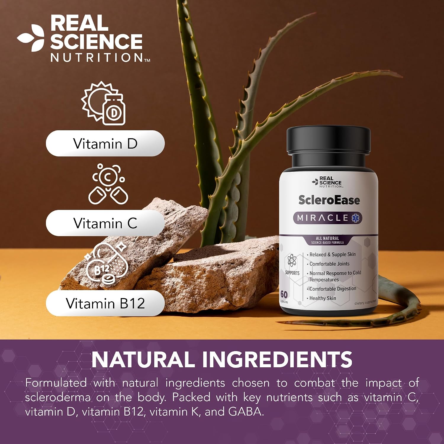 Real Science Nutrition ScleroEase - Complejo de vitaminas y minerales para apoyo en esclerodermia