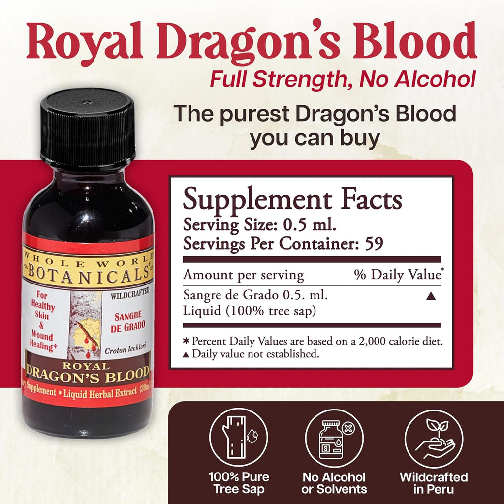 Whole World Botanicals Royal Dragon's Blood – Extracto Líquido 1 oz – Suplemento Herbal