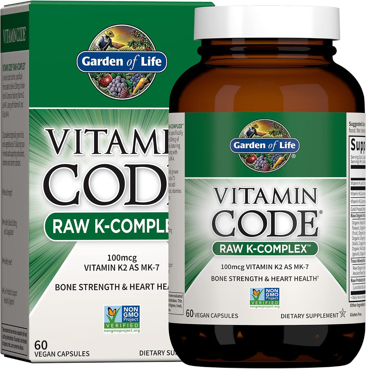 Garden of Life, Raw Vitamin Code K Complex Organic, 60 Cápsulas Vegetales – Image 1