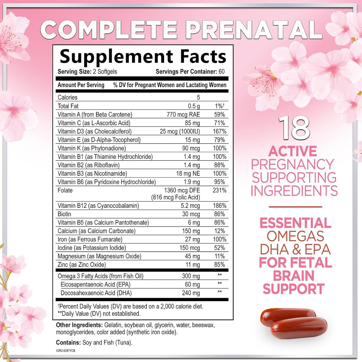 Hello Lovely! Vitaminas Prenatales con Ácido Fólico + Omega 3 DHA - 120 Cápsulas Blandas – Image 2