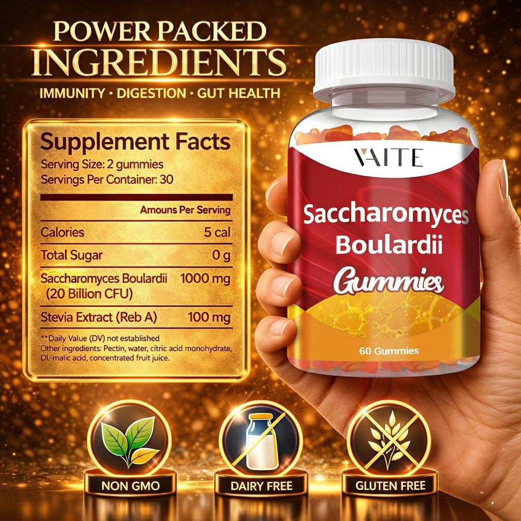 Probiótico Saccharomyces Boulardii 500 mg - 60 Gominolas Veganas para la Salud Digestiva e Inmunitaria