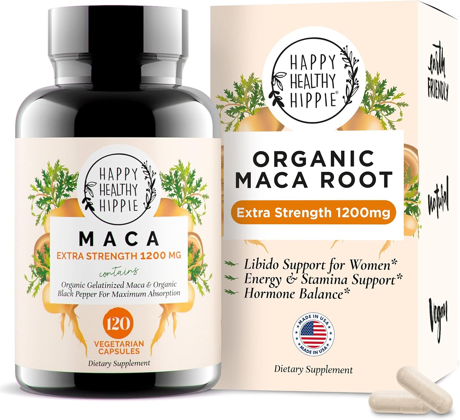 Maca Orgánica Gelatinizada 1200 mg – 120 Cápsulas (2 Meses)