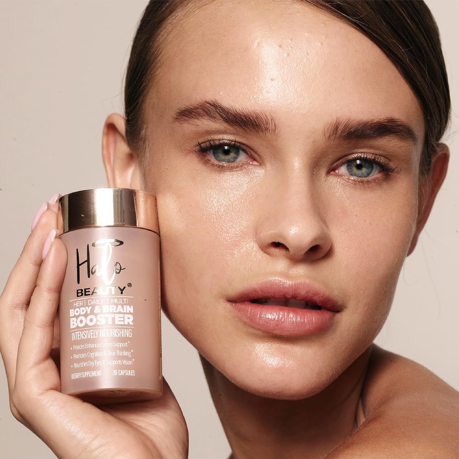 Halo Beauty Her Daily Multi | Multivitamínico para Mujeres | Energía, Claridad Mental y Bienestar con B6, D3 y Zinc | Cápsulas Veganas | 1 Mes