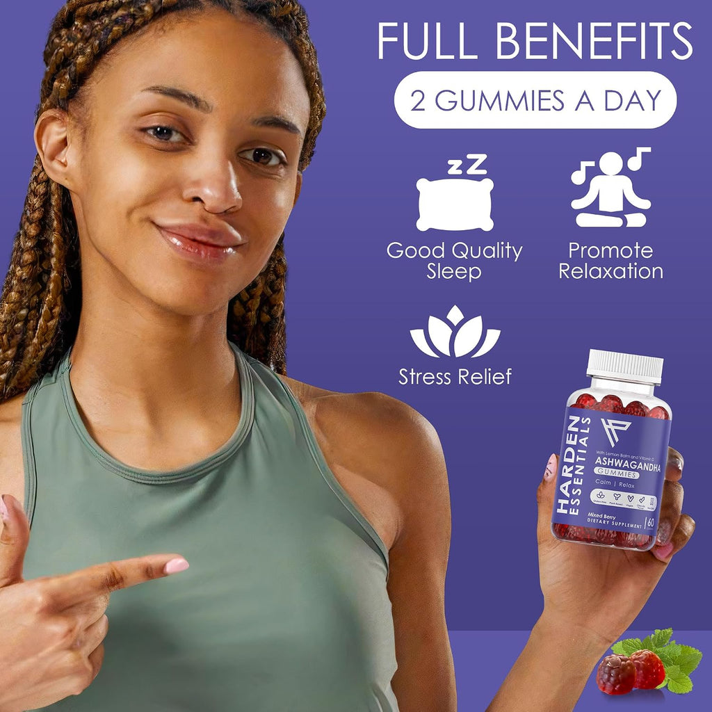 KSM-66 Ashwagandha Gominolas 1500mg por Dosis – Apoyo Contra el Estrés – con Melisa y Vitamina D – 60 Gominolas – Vegano