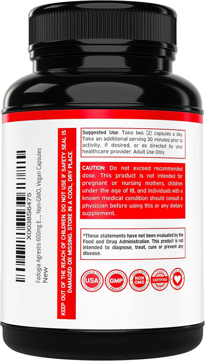 Fadogia Agrestis 600mg Extracto - 180 Cápsulas - Máxima Potencia - Vegano, Sin Gluten – Image 3