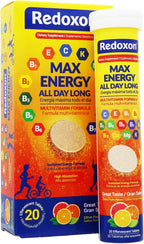 Redoxon Max Energy, Ayuda a Apoyar el Sistema Inmunitario, Sabor Naranja, 20 Comprimidos Efervescentes