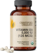 Futurebiotics Vitamin D3 5,000 IU (125 mcg) Orgánica Certificada USDA - 360 Comprimidos
