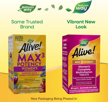 Nature's Way Alive! Max3 Potencia Mujer Multivitamínico Completo, Apoya el Metabolismo Energético, Salud del Corazón y – Image 2