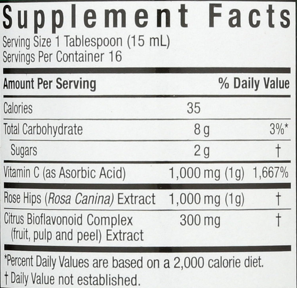 Nature's Answer Vitamina C Líquida 1000 mg con Escaramujo y Bioflavonoides, 236 ml