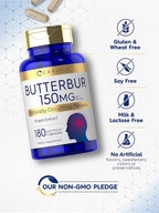 Carlyle Suplemento de Butterbur (Petasites) 150 mg | 180 Cápsulas | Extracto de Partes Aéreas Libre de PA | No Transgénico y Sin Gluten