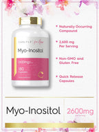 Carlyle Myo-Inositol 2600 mg - 180 Cápsulas - Suplemento para Mujer - No Transgénico, Sin Gluten