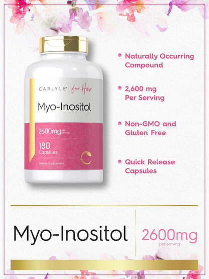 Carlyle Myo-Inositol 2600 mg - 180 Cápsulas - Suplemento para Mujer - No Transgénico, Sin Gluten – Image 4