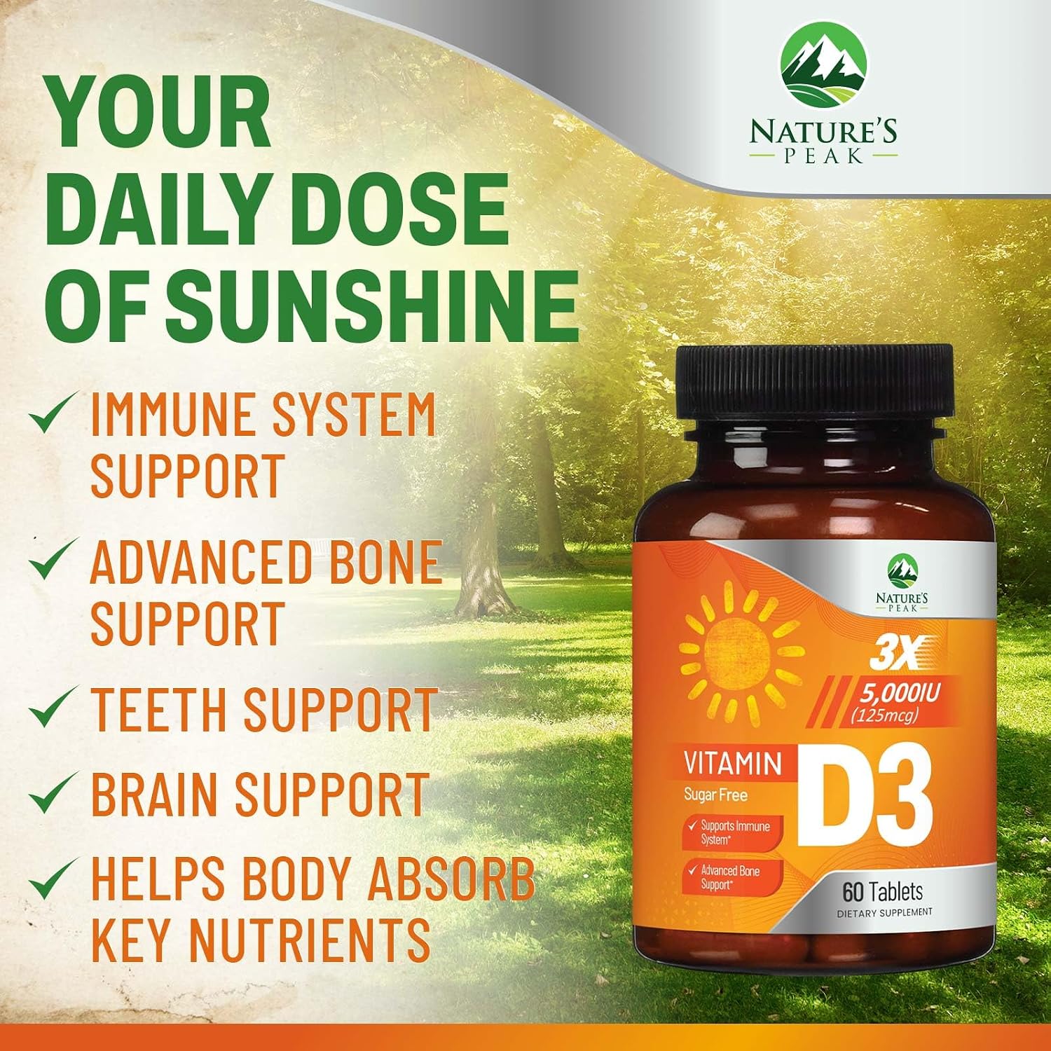 Vitamina D3 5000 IU (125 mcg) por Dosis - Triple Concentración - Apoyo Inmunológico - Vegano, Sin Gluten - Sabor Frambuesa - 60 Comprimidos Masticables