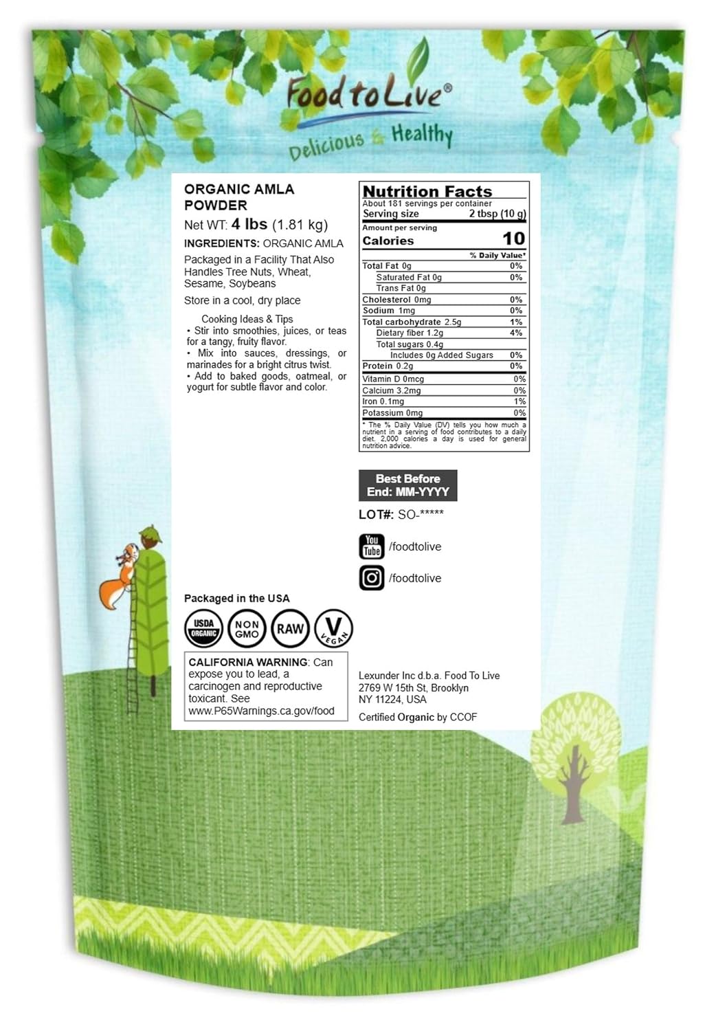 Polvo de Amla Orgánico (Amalaki) - 1,81 kg - Rico en Vitamina C y Antioxidantes
