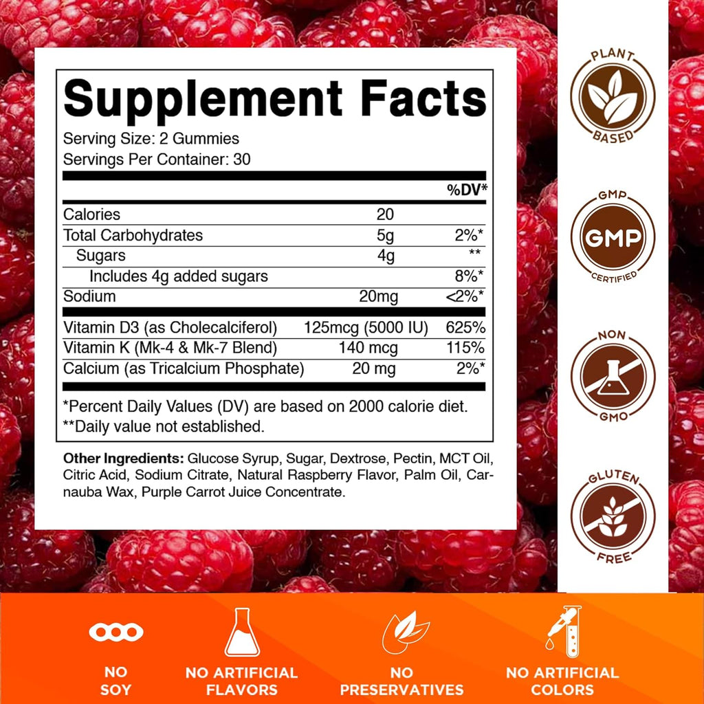 Vitamatic Vitamina D3 & K2 Gominolas (2 Pack, 60 unidades)