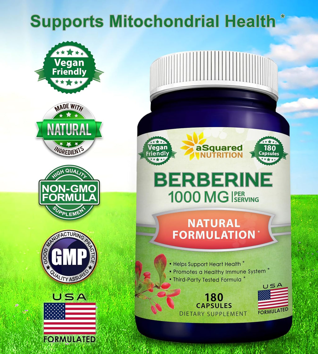 aSquared Nutrition Pure Berberine 1000mg - 180 Vegan Capsules