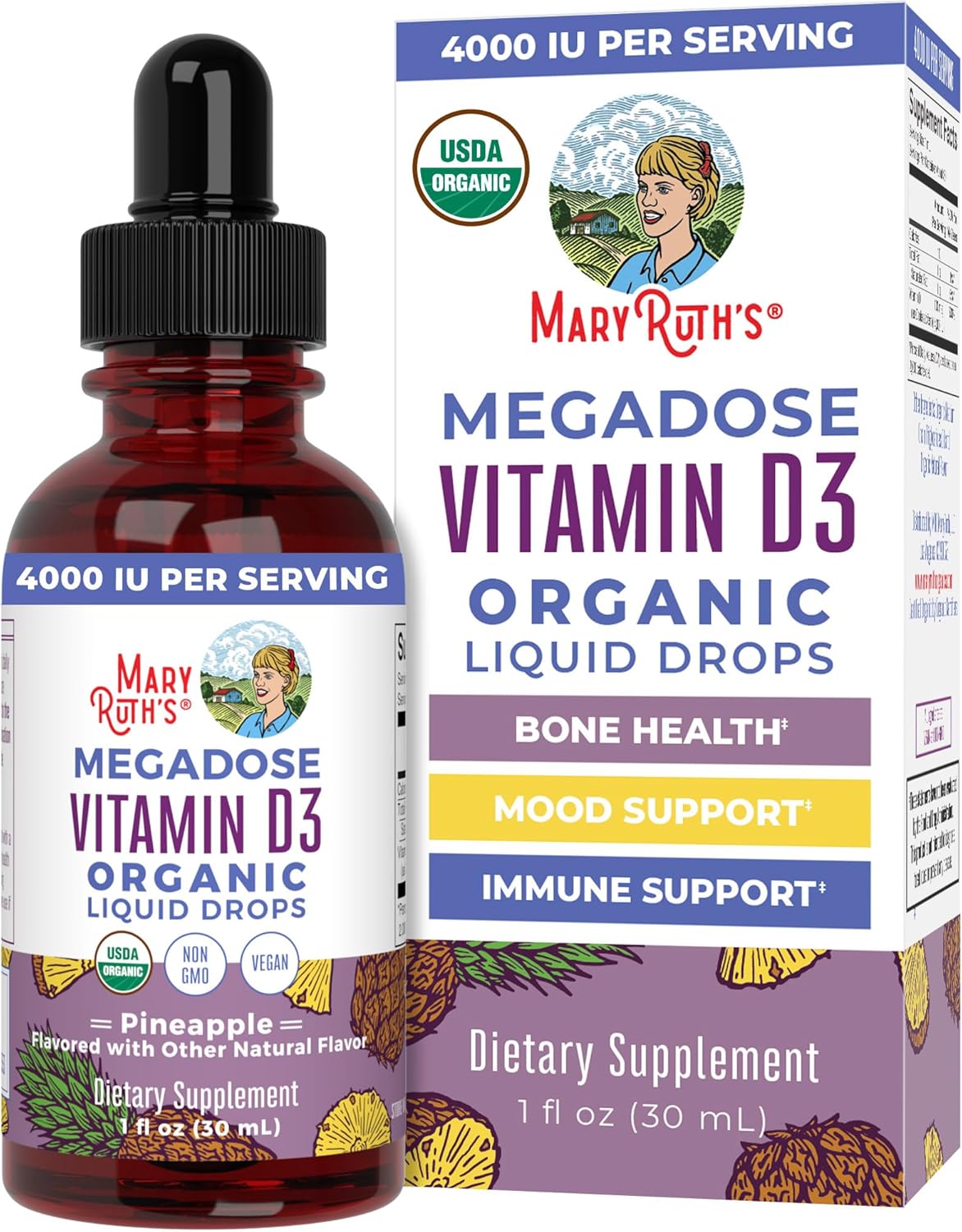MaryRuth's Vitamina D3 Líquida Orgánica 4000 UI - 30 Dosis