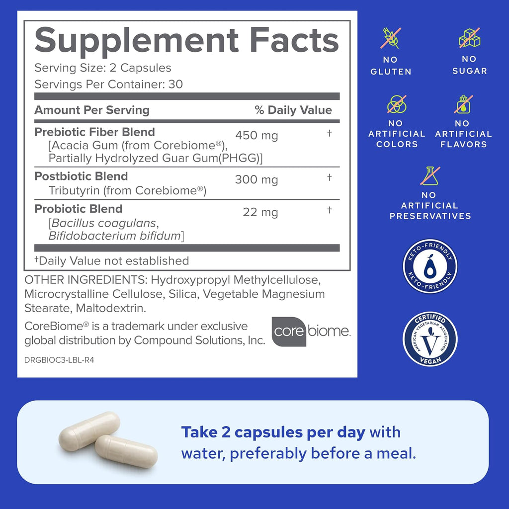 Gundry MD® Bio Complete 3 - Prebiótico, Probiótico, Postbiótico para la Salud Intestinal (Pack 90 Días)