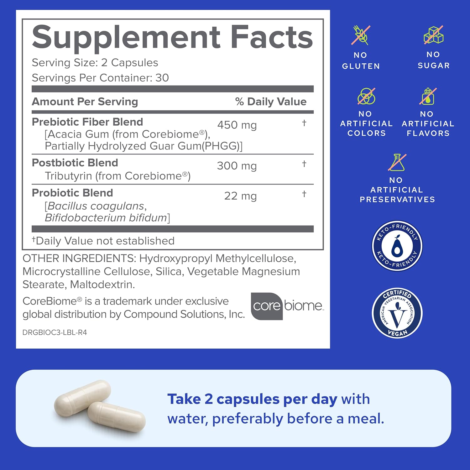 Gundry MD® Bio Complete 3 - Prebiótico, Probiótico, Postbiótico para la Salud Intestinal (Pack 90 Días)