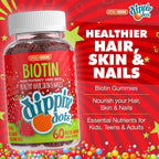 Dippin' Dots - Gominolas de Biotina de Alta Potencia - 5000mcg por Ración (60 Días) Sabor Frambuesa - 2 Paquetes