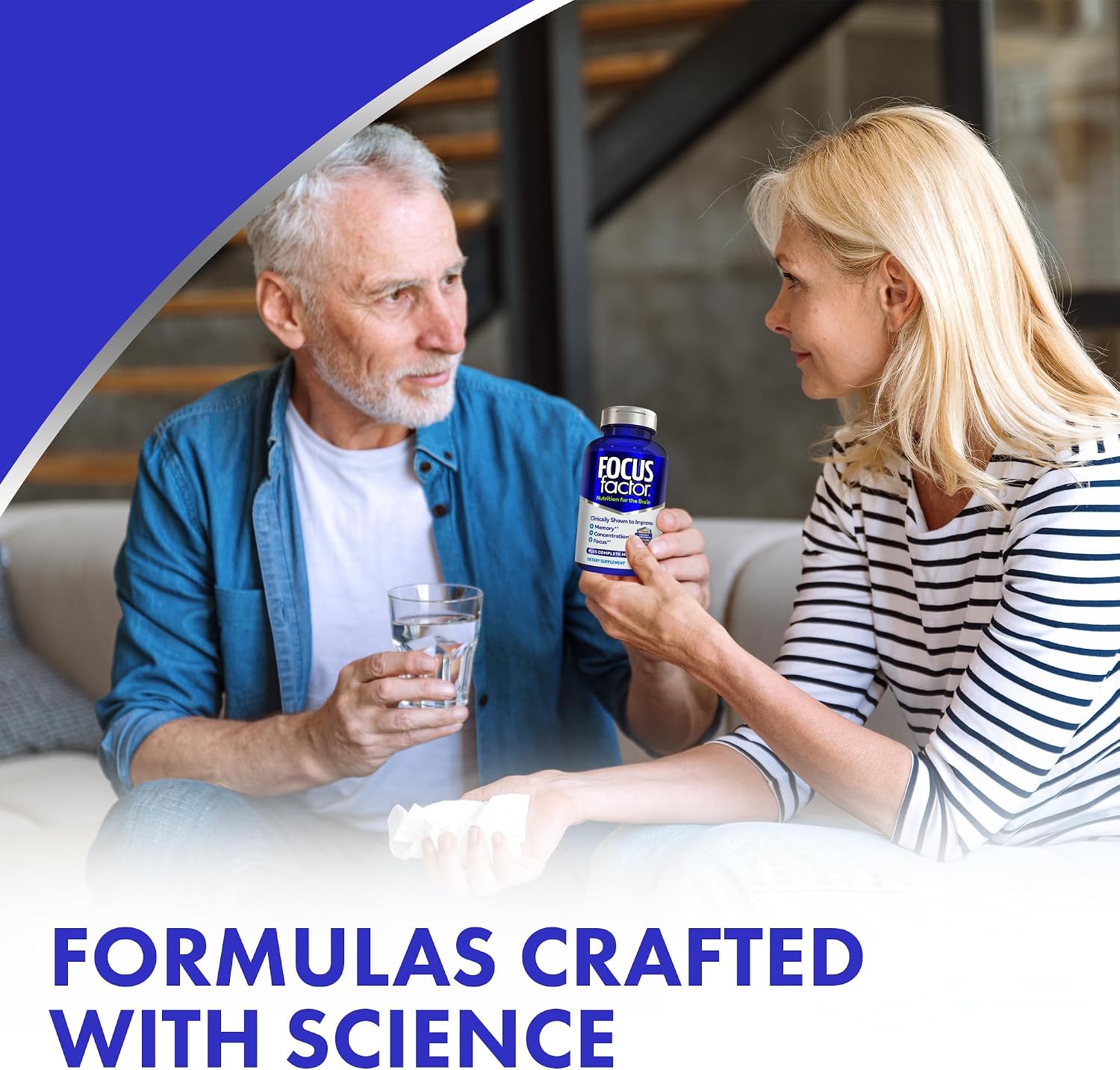 Focus Factor Nutrition for The Brain - Suplemento Multivitamínico Completo para la Memoria y Concentración con Vitaminas B6, B12, D, Bacopa Monnieri y Tirosina - 150 comprimidos (Pack de 2)
