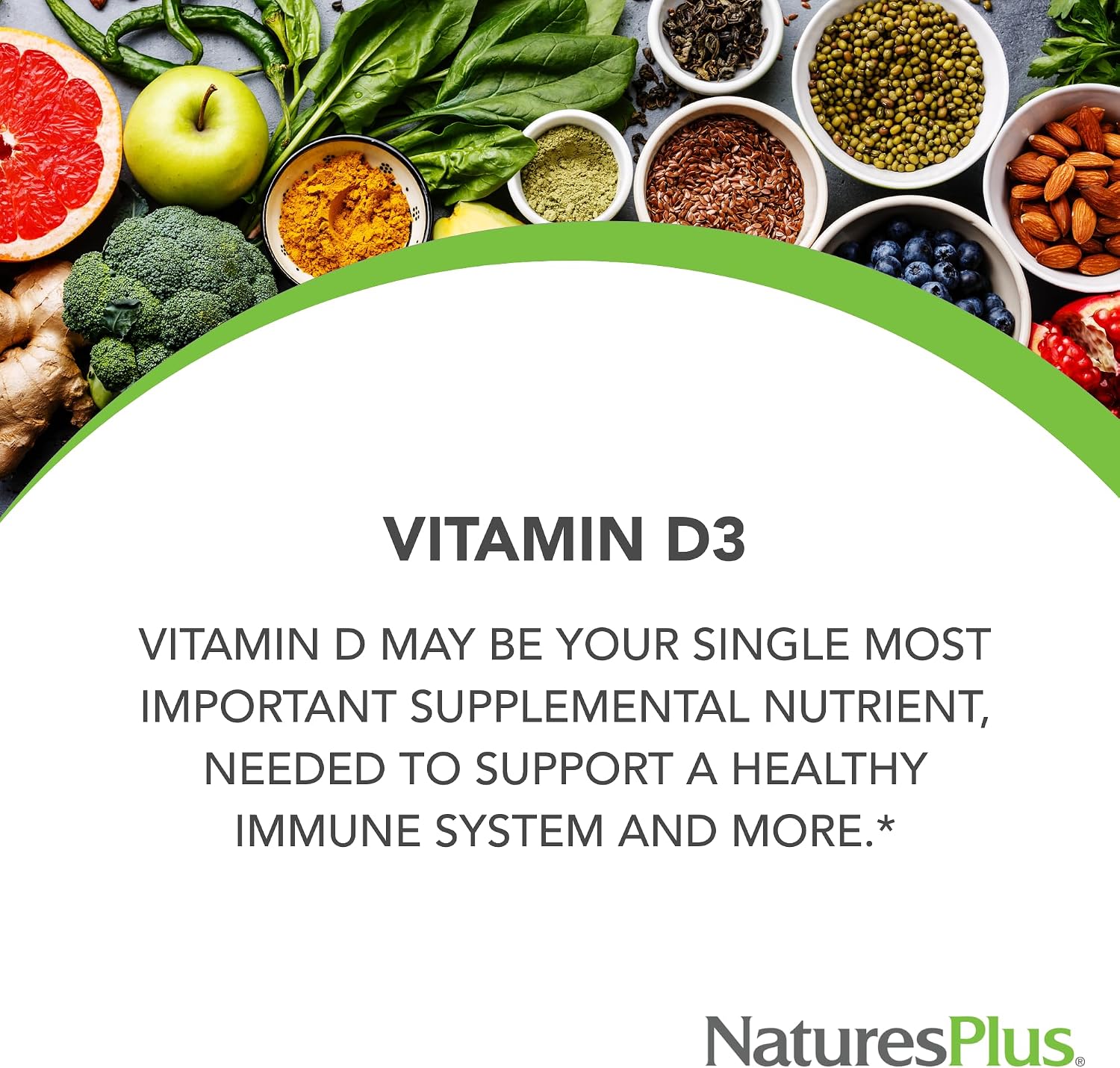 NaturesPlus Vitamina D3 400 UI - 90 Comprimidos Dispersables - Apoyo Óseo e Inmunitario