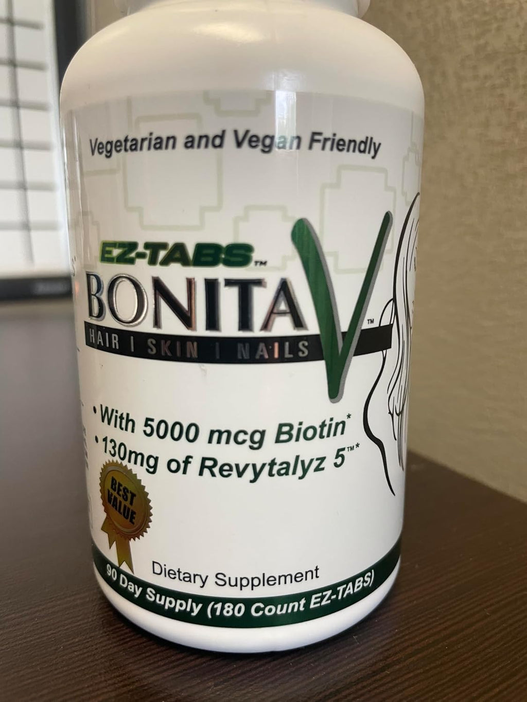 Essential Source Bonita V - Vitaminas Veganas para Cabello, Piel y Uñas con Biotina - 180 Comprimidos