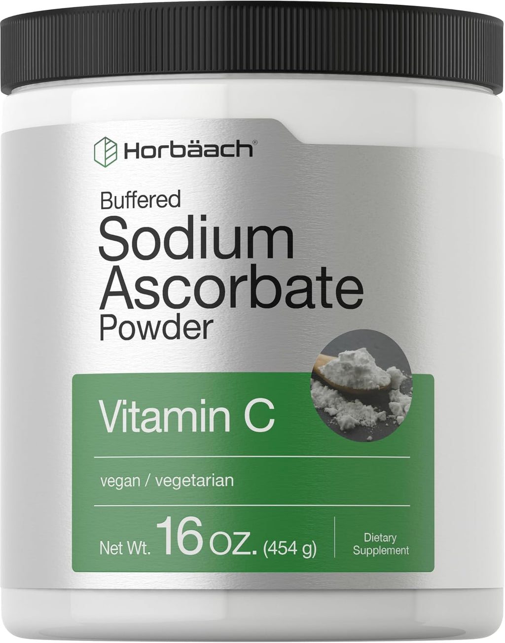 Horbäach Buffered Sodium Ascorbate Vitamin C Powder | 454 g (16 oz) | Vegano, No-GMO, Sin Gluten