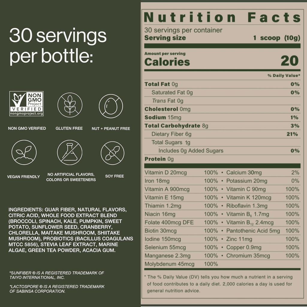 B.WILD Plant-Based Multivitamin Superfood Drink Mix – Refreshing Peach Green Tea – 30 Servings – Vegan, Gluten-Free