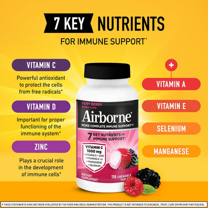 Airborne Very Berry Comprimidos Masticables - Vitamina C 1000 mg, 116 uds – Image 3