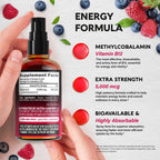 Spray Sublingual de Vitamina B12 Orgánico USDA - 5000 mcg - Metilcobalamina - 60 ml (2 Meses)