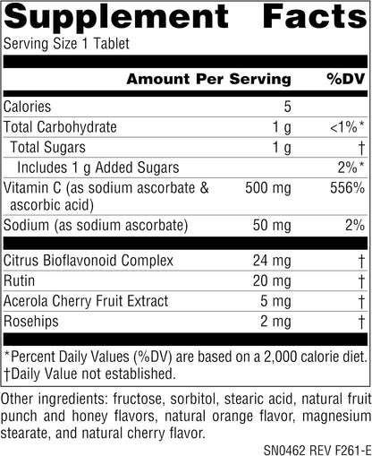 Source Naturals Vitamina C Masticable con Acerola, 500 mg - 100 Comprimidos Sabor Fruta – Image 2