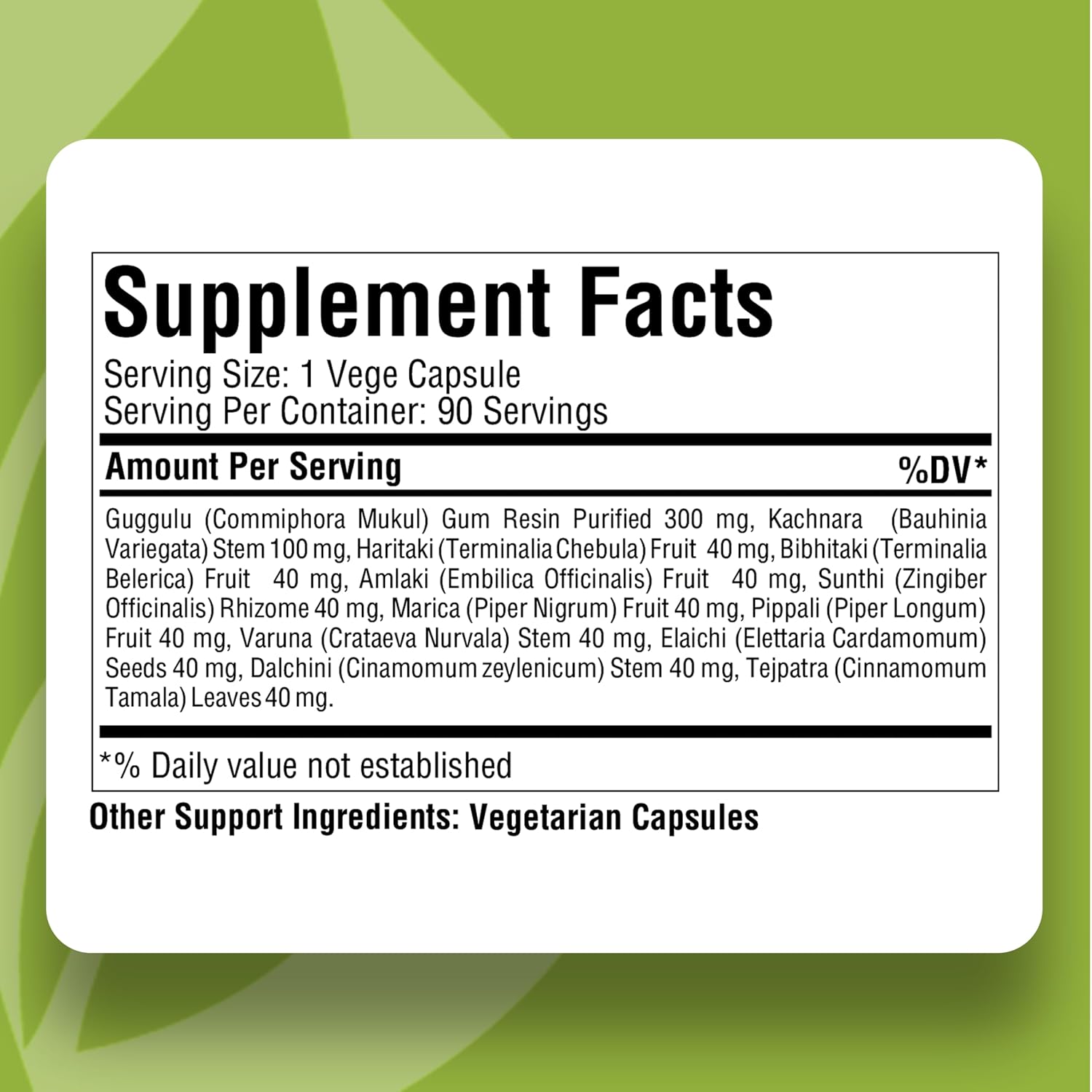 Kanchnara Guggul - Equilibrio Glandular y Linfático con Triphala y Trikatu - 90 Cápsulas Veganas de 800mg