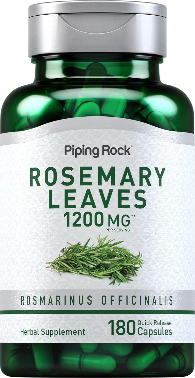 Piping Rock Rosemary Leaf - 180 Capsules - Rosemary Leaf Extract Supplement - Non-GMO and Gluten-Free
