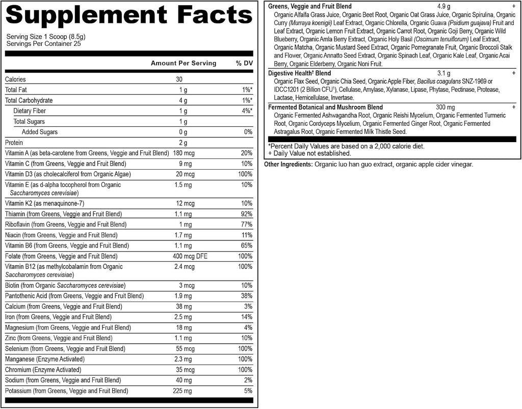 Ancient Nutrition Polvo de Vitaminas con Supergreens Orgánico - 25 Servicios