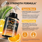 Vitamina D3 10000 IU + K2 MK-7 120 mcg con Magnesio, Zinc, Vitamina C y B12 - 240 Cápsulas