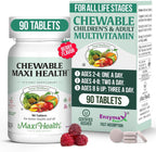 Maxi Health Multivitamínico Masticable con Hierro - 90 Comprimidos - Sabor Cereza