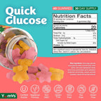 YUM-V'S Glucose Gummies – Gominolas de Glucosa de Acción Rápida – Sabor Natural Naranja y Bayas – 60 Gominulas Masticables para Adultos y Niños