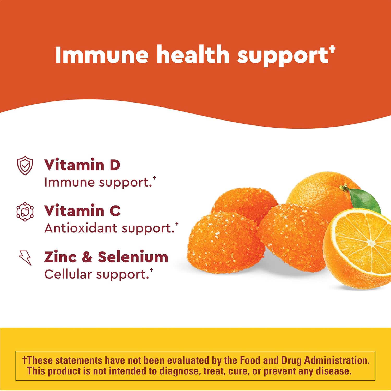 Nature Made Wellblends ImmuneMAX Gominolas con Vitamina C, Zinc, Vitamina D3 y Selenio, 42 gominolas sabor mandarina