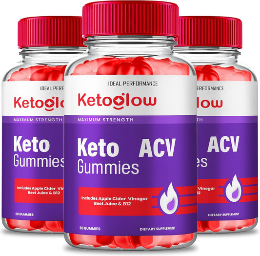 Keto Glow ACV Gummies, Gominolas Keto con Vinagre de Manzana - Fórmula Avanzada (3 Paquetes)