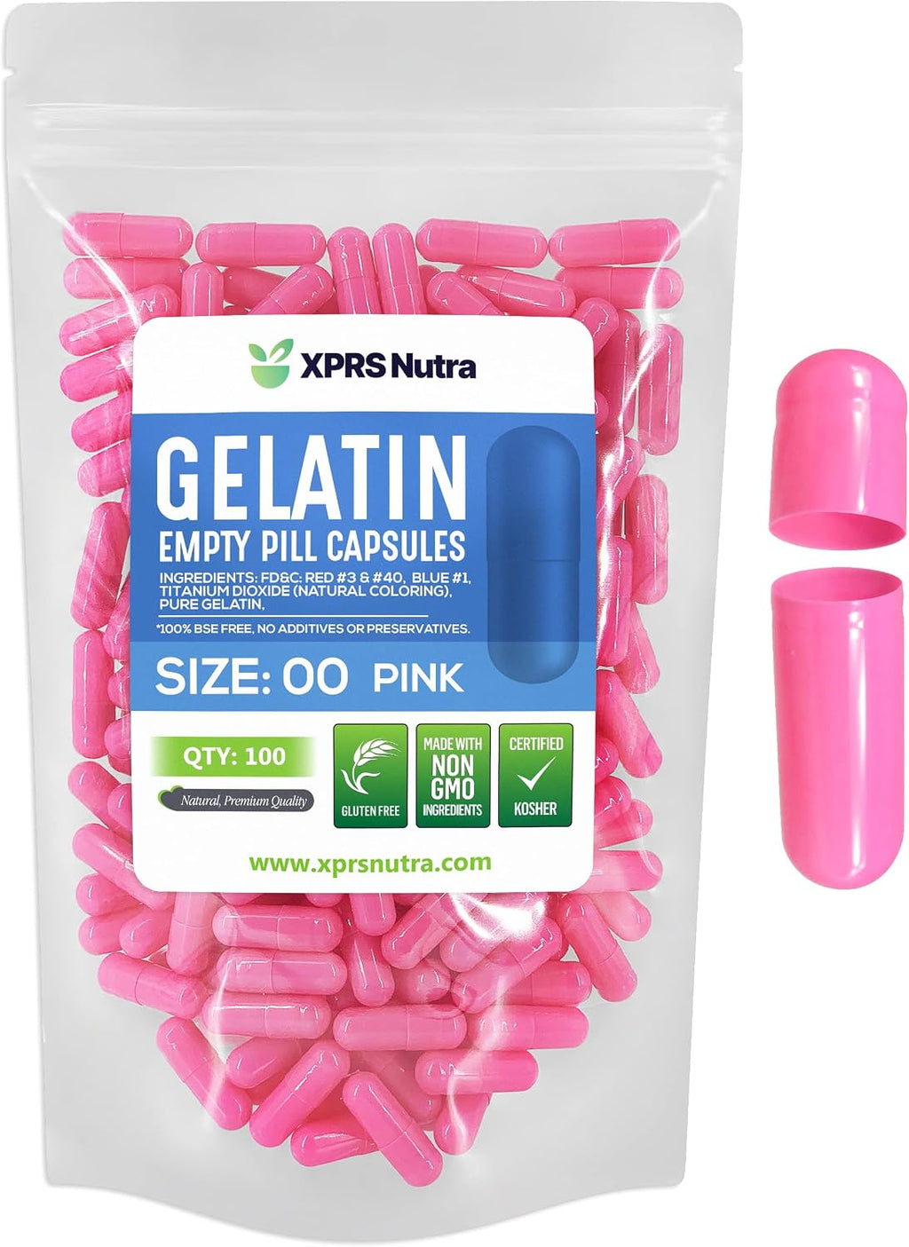 XPRS Nutra Empty Capsules Size 00 - 100 Gelatin pcs
