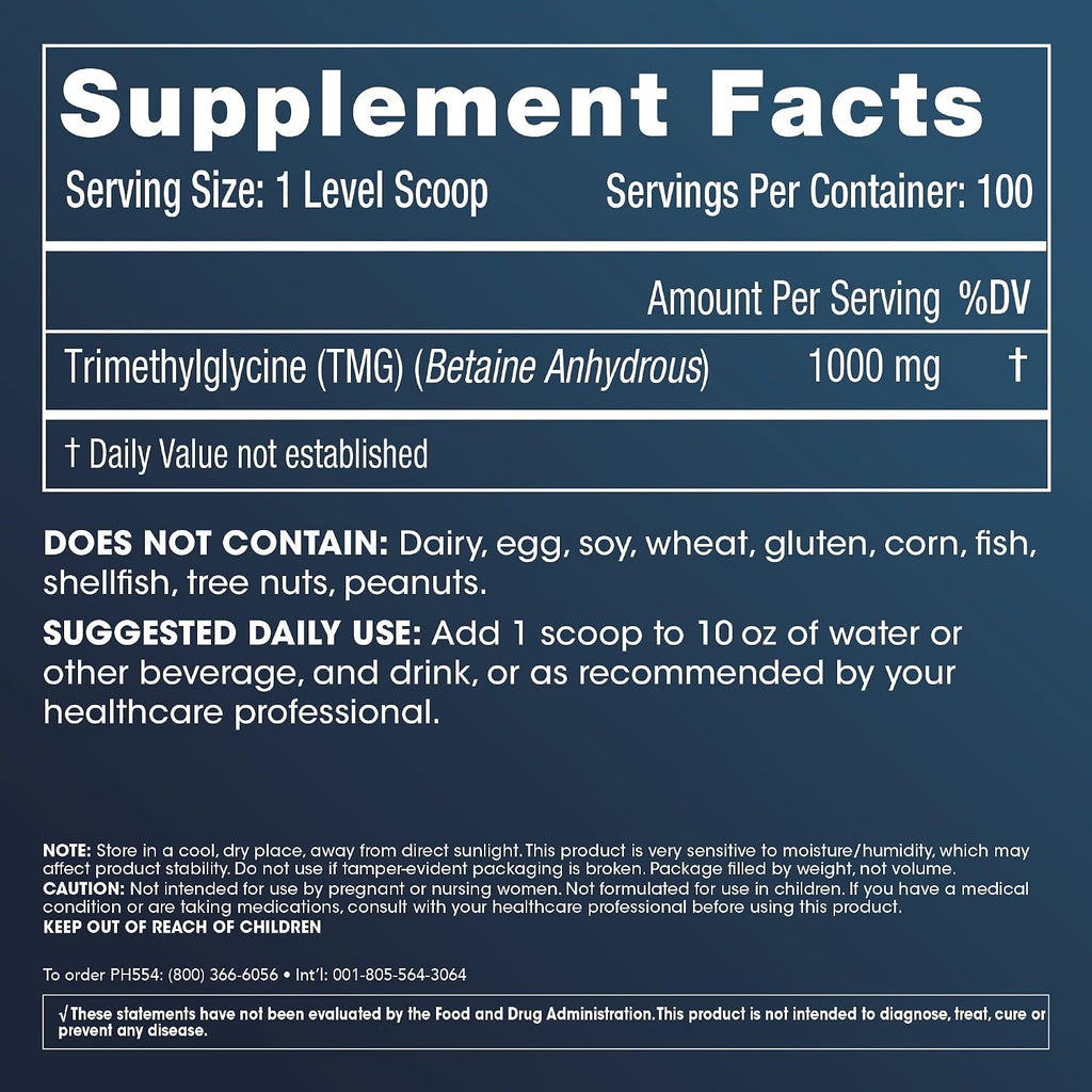 ProHealth Longevity TMG Pro 100g Polvo – Trimetilglicina (Betaína Anhidra)