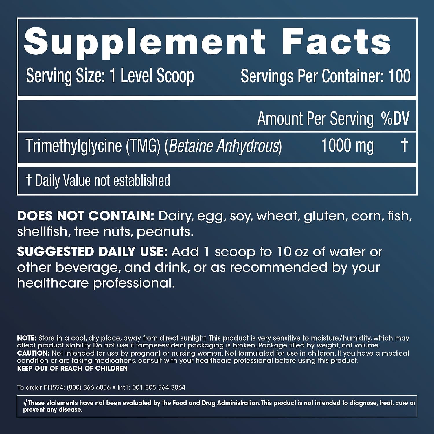 ProHealth Longevity TMG Pro 100g Polvo – Trimetilglicina (Betaína Anhidra)